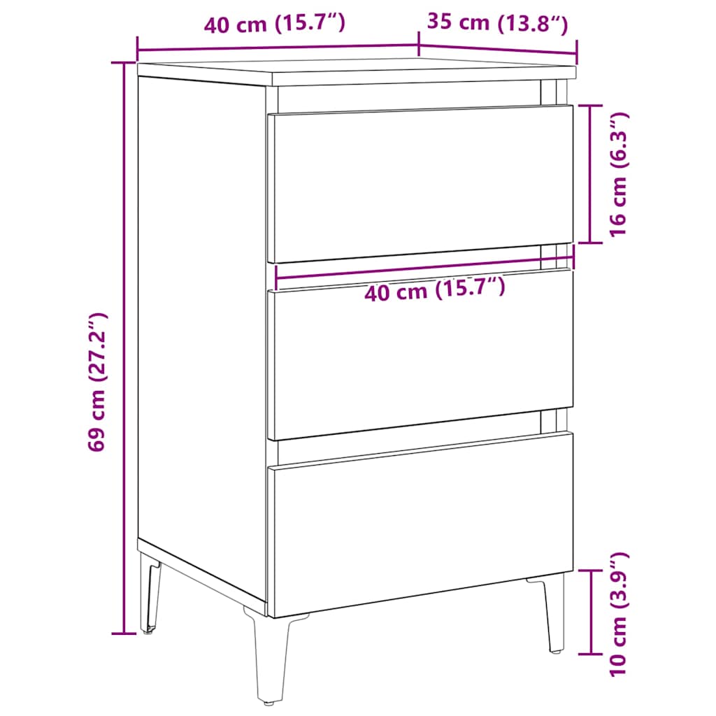 Noćni ormar Crni hrast 40 x 35 x 69 cm Konstruirano drvo