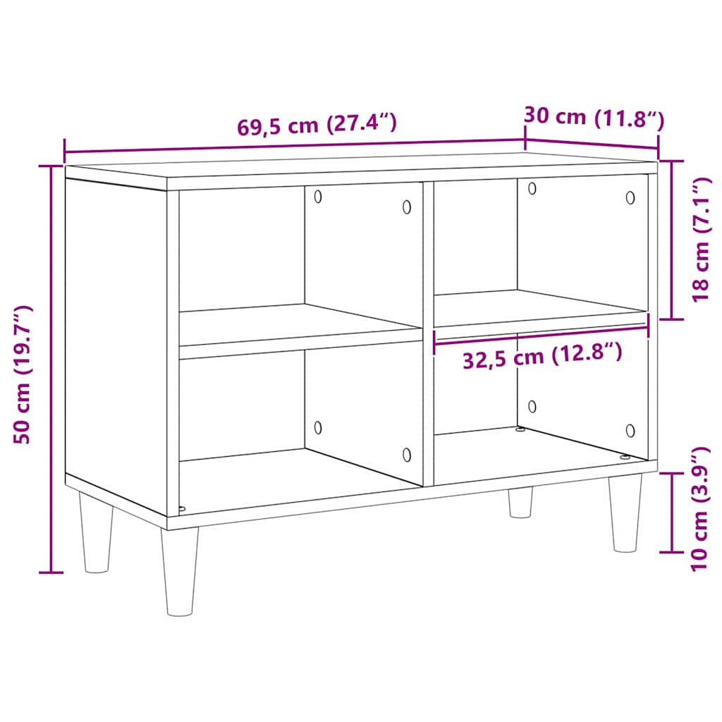 TV ormar Crni hrast 69,5 x 30 x 50 cm Konstruirano drvo