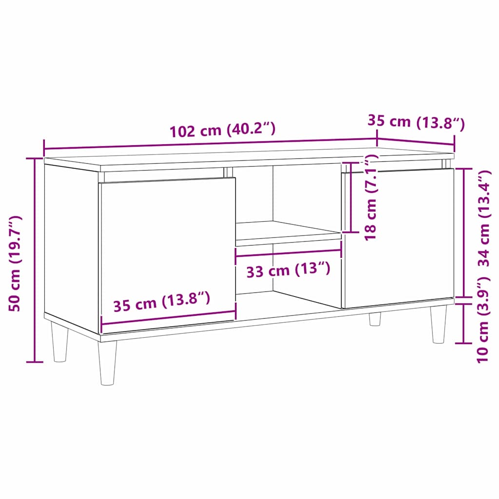 TV ormar Crni hrast 102 x 35 x 50 cm Konstruirano drvo