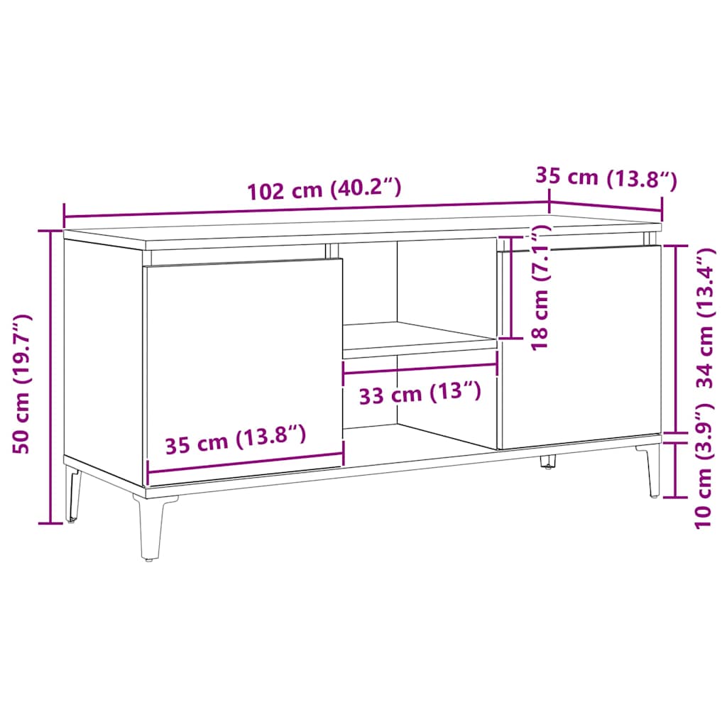 TV ormar Crni hrast 102 x 35 x 50 cm Konstruirano drvo