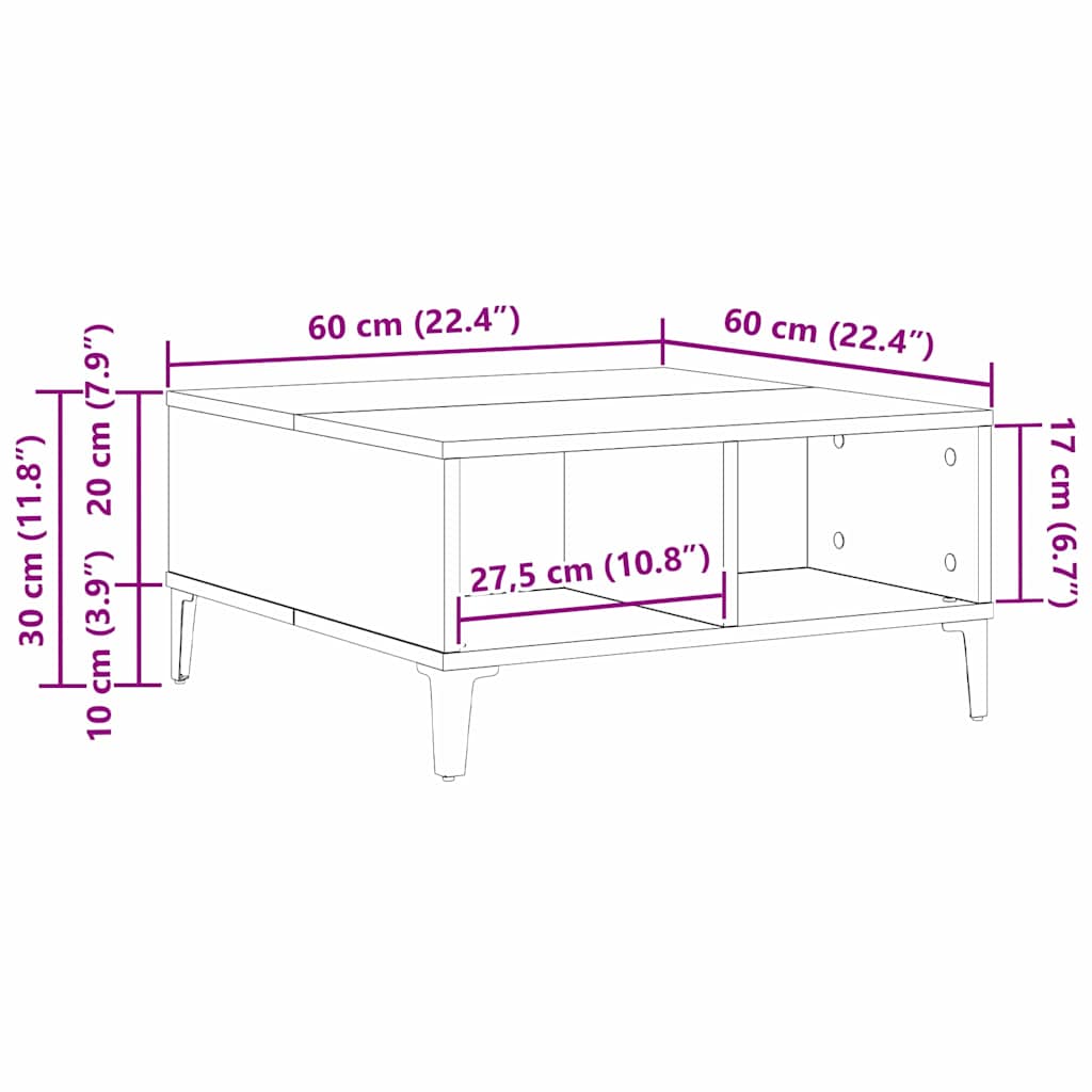 Kava Stol Staro drvo 60 x 60 x 30 cm