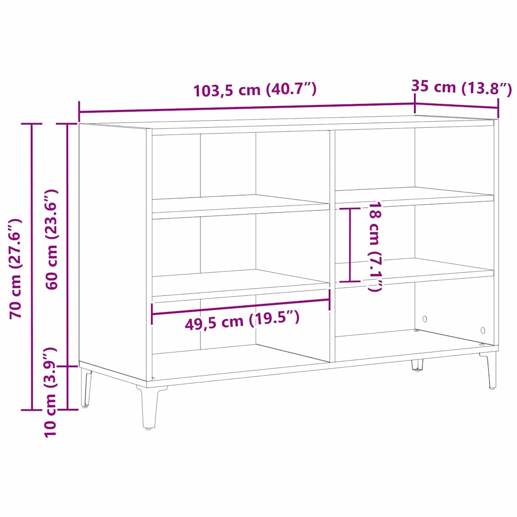 Kreveta Crni hrast 103,5 x 35 x 70 cm Konstruirano drvo