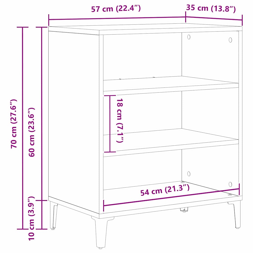 Kreveta Crni hrast 57 x 35 x 70 cm Konstruirano drvo