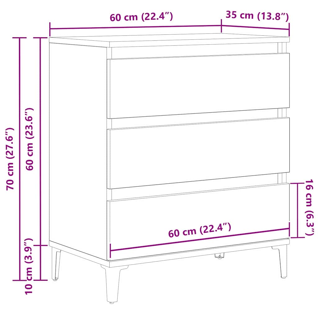 Kreveta s ladicama Crni hrast 60 x 35 x 70 cm Konstruirano drvo