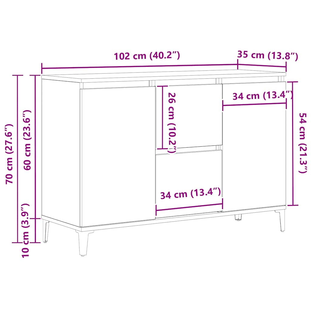 Kreveta Crni hrast 104 x 35 x 70 cm Konstruirano drvo