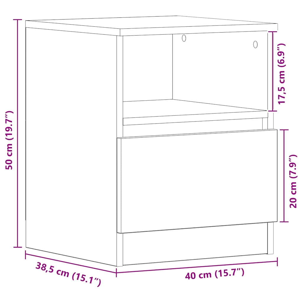 Noćni ormar Crni hrast 40 x 40 x 50 cm Konstruirano drvo
