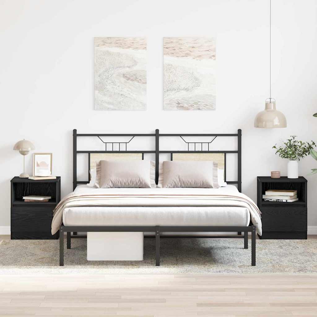 Noćni ormar 2 pcs Crni hrast 40 x 40 x 50 cm Konstruirano drvo