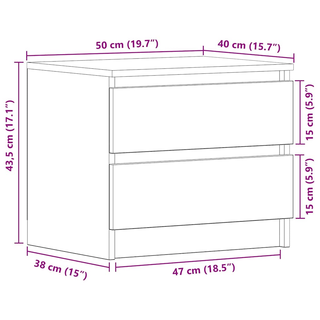 Noćni ormar Crni hrast 50 x 40 x 43,5 cm Konstruirano drvo