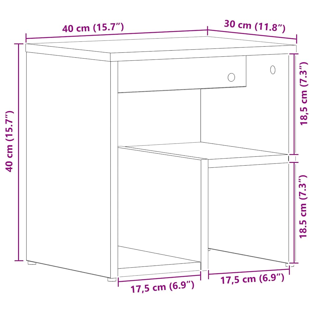 Noćni ormar 2 pcs Crni hrast 40 x 30 x 40 cm Konstruirano drvo