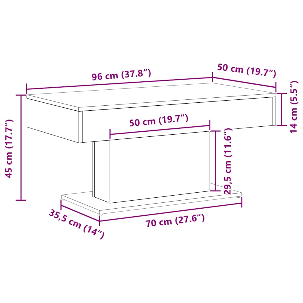 Kava Stol Crni hrast 96 x 50 x 45 cm Konstruirano drvo