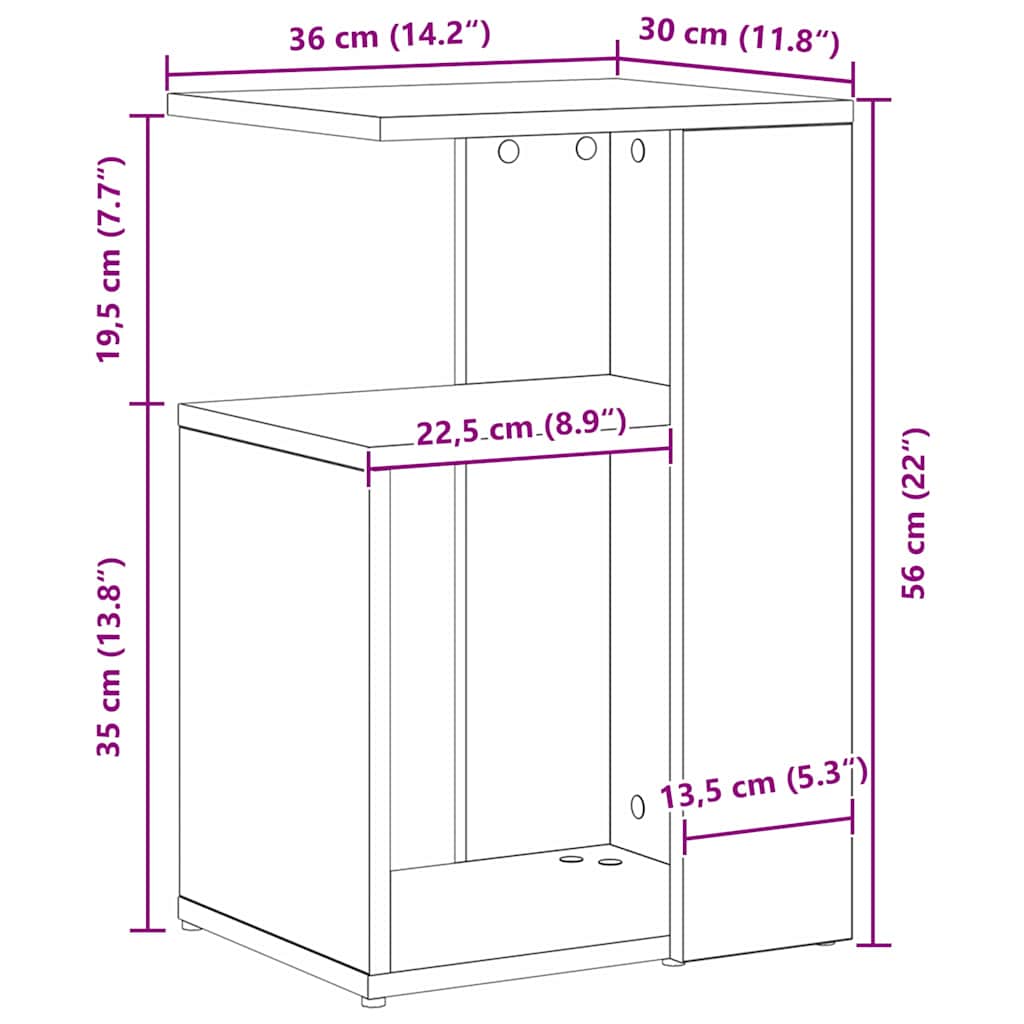 Bocni stol Crni hrast 36 x 30 x 56 cm Konstruirano drvo