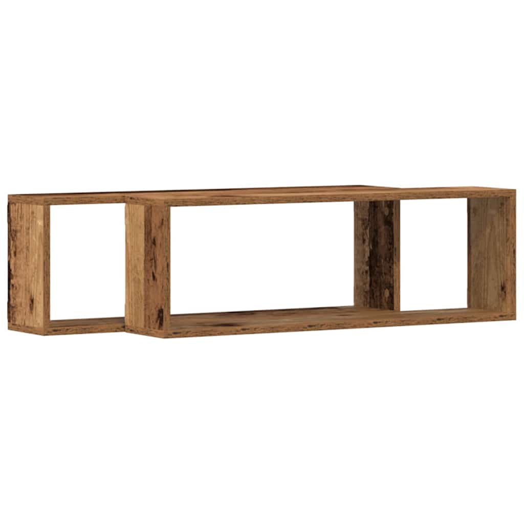 Police na zidu s policom Zidne 2 pcs Staro drvo 80 x 15 x 26 cm