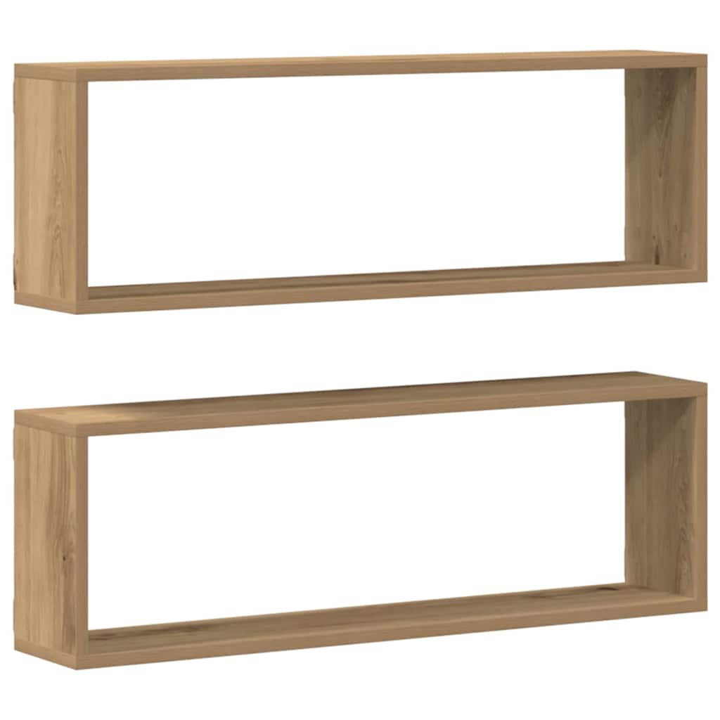 Police na zidu 2 pcs Umjetnička hrastovina 80 x 15 x 26 cm