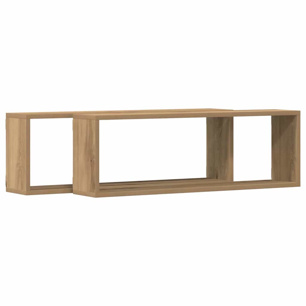 Police na zidu 2 pcs Umjetnička hrastovina 80 x 15 x 26 cm