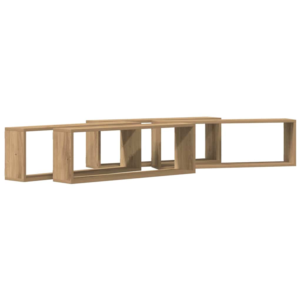 Police na zidu 4 pcs Umjetnička hrastovina 80 x 15 x 26 cm