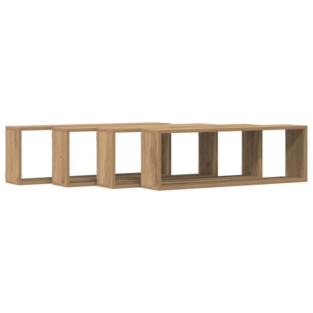 Police na zidu 4 pcs Umjetnička hrastovina 80 x 15 x 26 cm