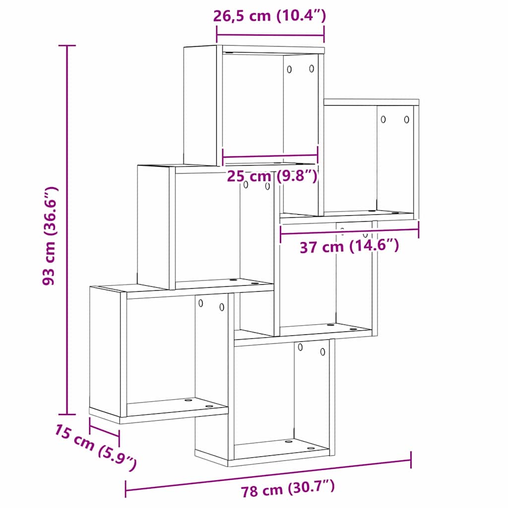 Polica na zidu Crni hrast 78 x 15 x 93 cm Konstruirano drvo