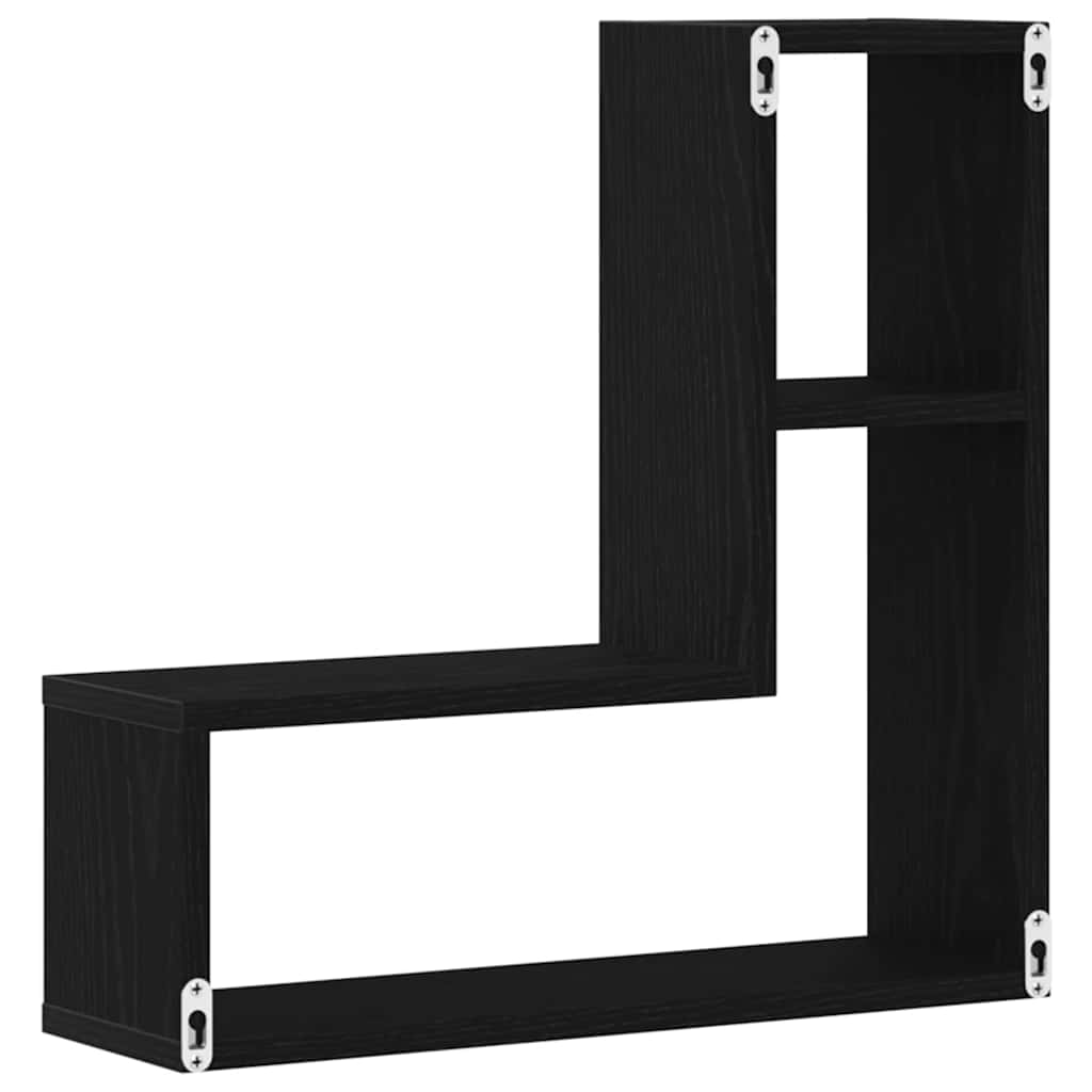 Polica na zidu s policom Zidne 2 pcs Crni hrast 50 x 15 x 85 cm