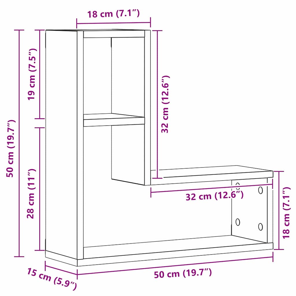 Polica na zidu s policom Zidne 2 pcs Crni hrast 50 x 15 x 85 cm