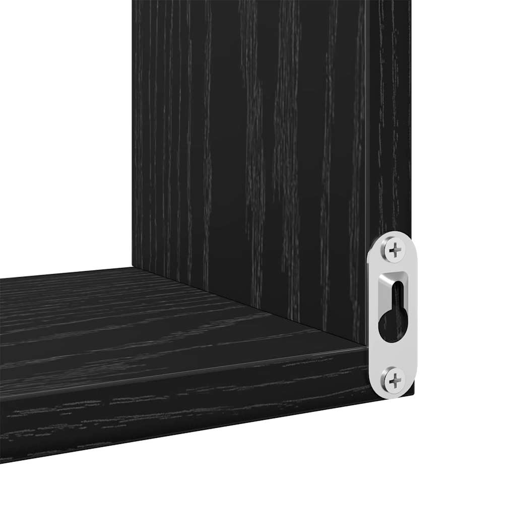 Polica na zidu s policom 2 pcs Crni hrast 40 x 40 x 49,5 cm