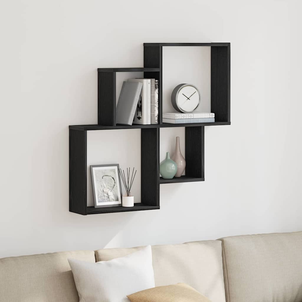 Polica na zidu Crni hrast 80 x 15 x 78,5 cm Konstruirano drvo