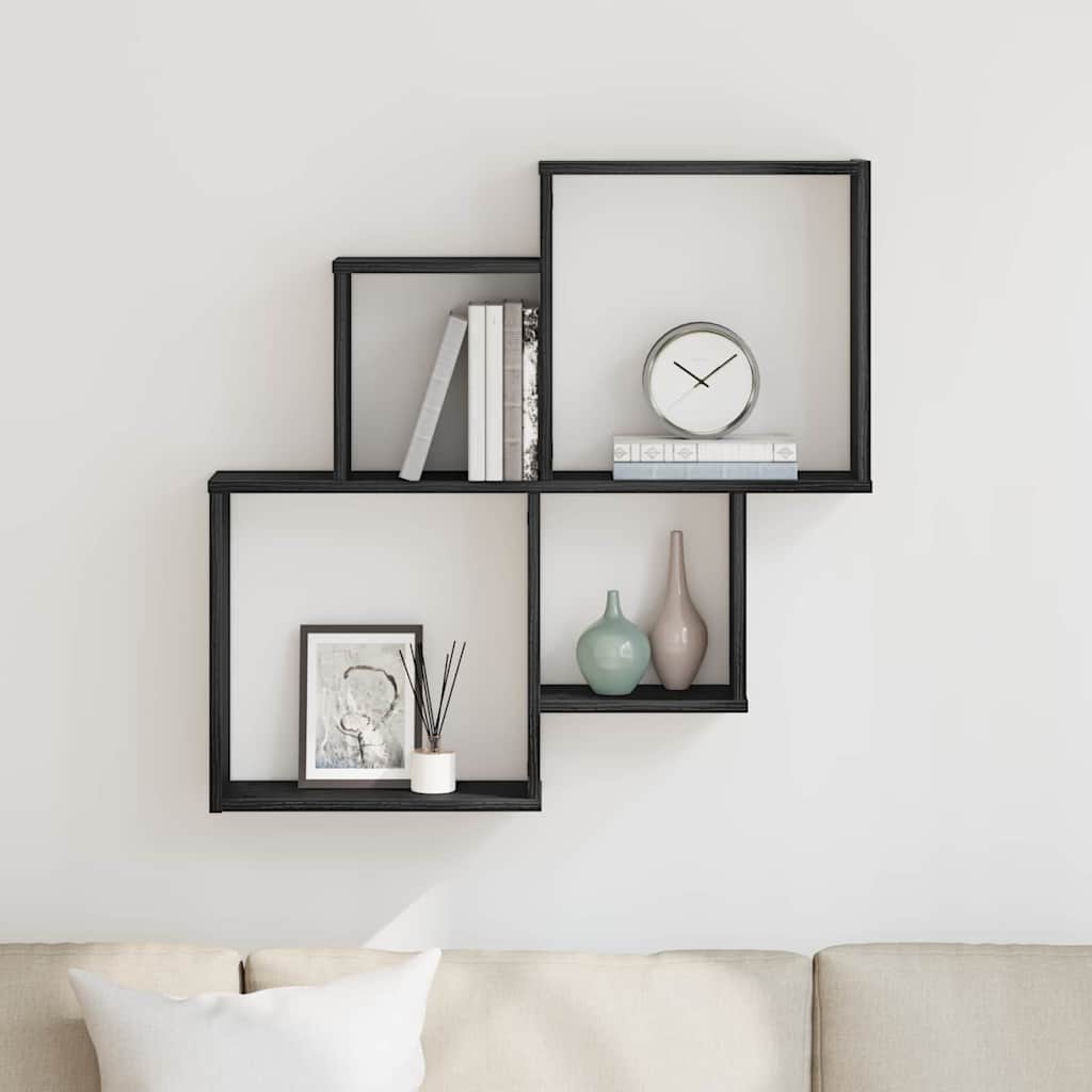 Polica na zidu Crni hrast 80 x 15 x 78,5 cm Konstruirano drvo
