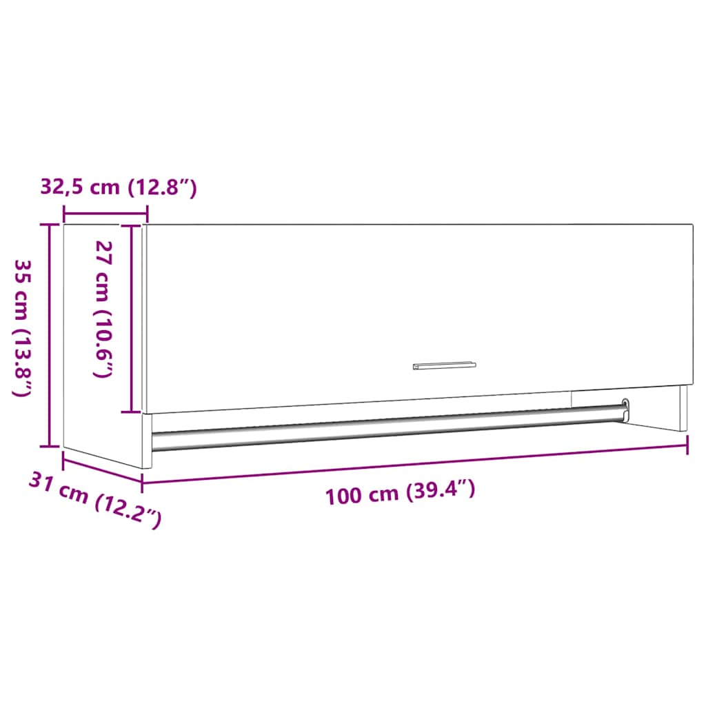 Ormarić Zidne Crni hrast 100 x 32,5 x 35 cm Konstruirano drvo