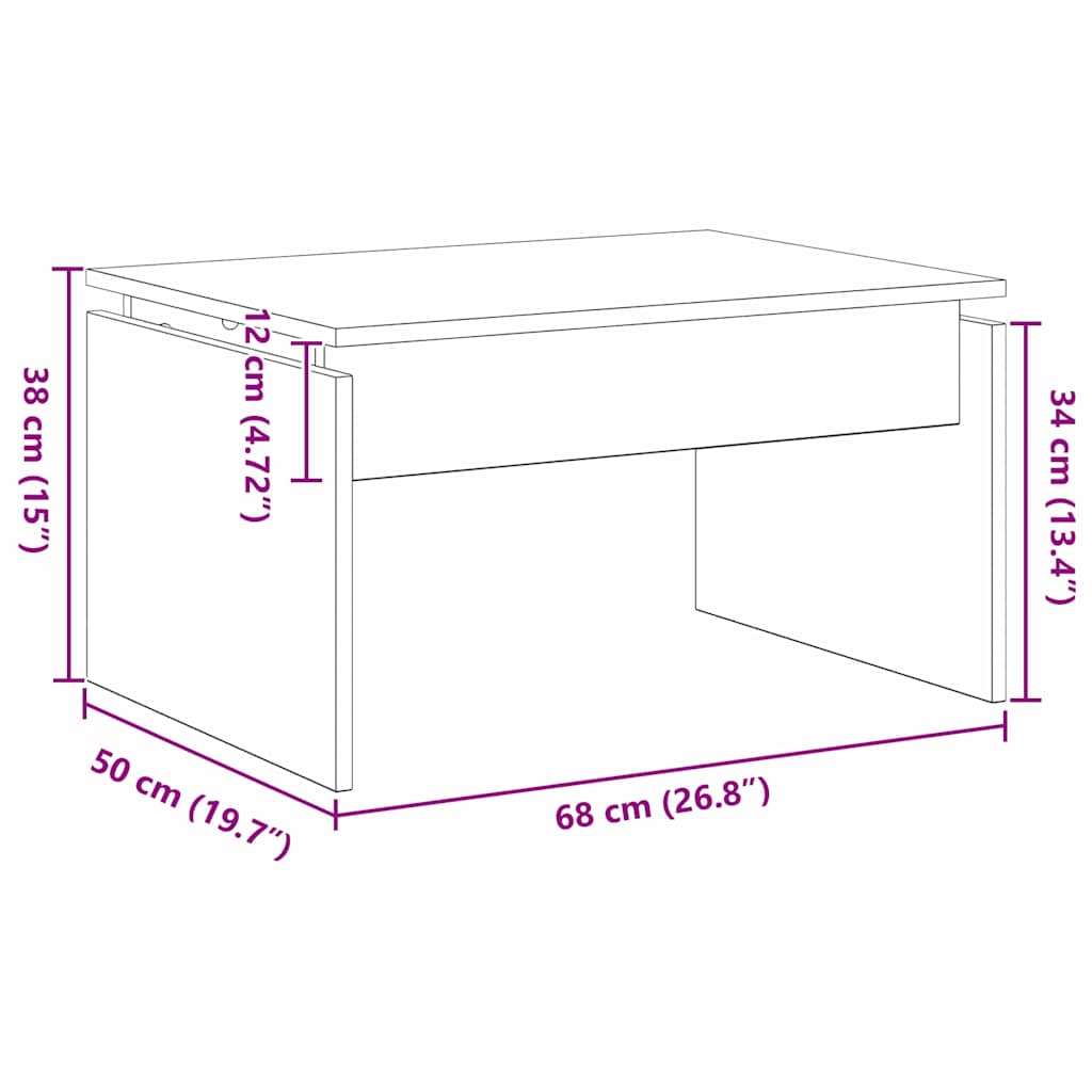 Kava Stol Crni hrast 68 x 50 x 38 cm Konstruirano drvo