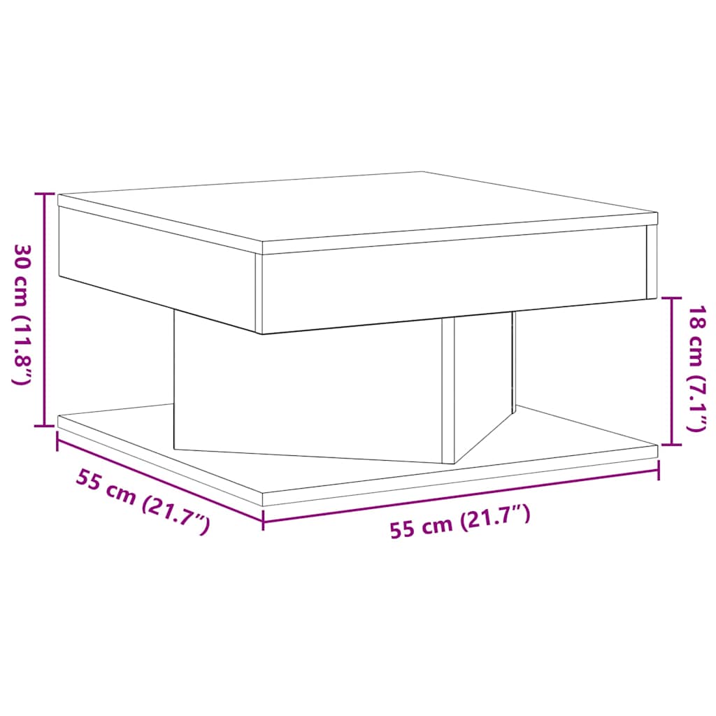 Kava Stol Crni hrast 57 x 57 x 30 cm Konstruirano drvo