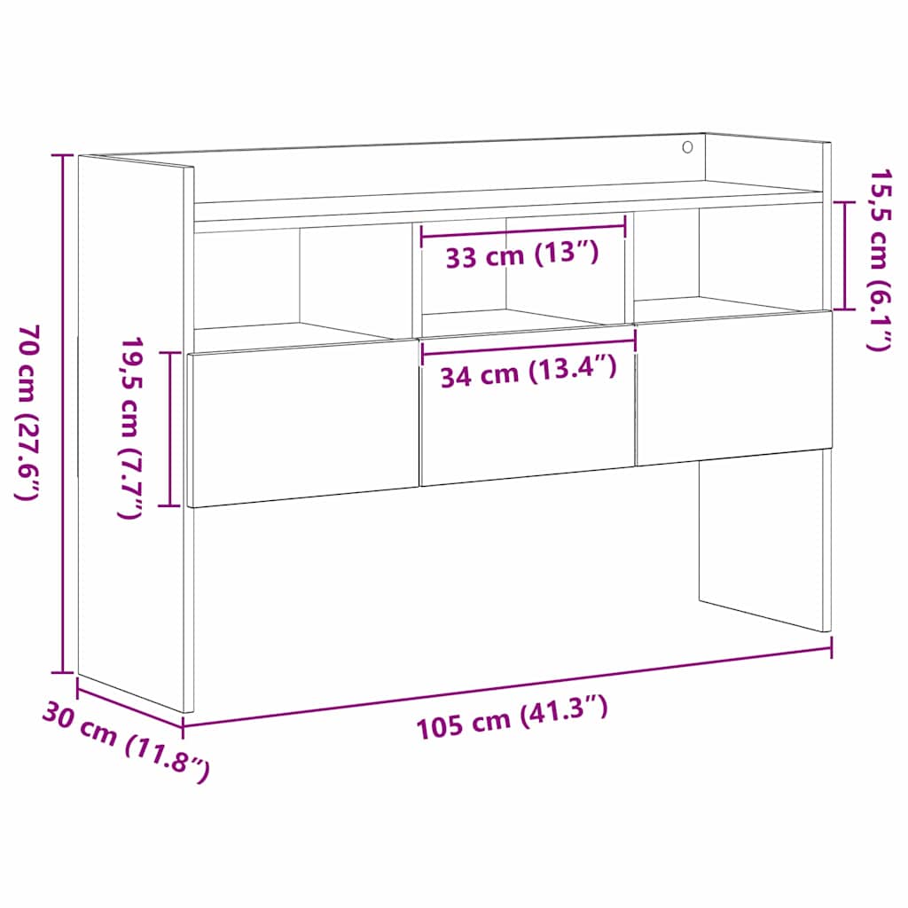 Kreveta Crni hrast 105 x 30 x 70 cm Konstruirano drvo