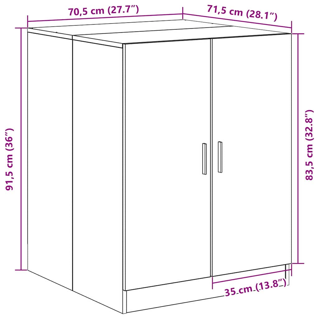 Ormar za perilicu rublja Crni hrast 70,5 x 71,5 x 91,5 cm