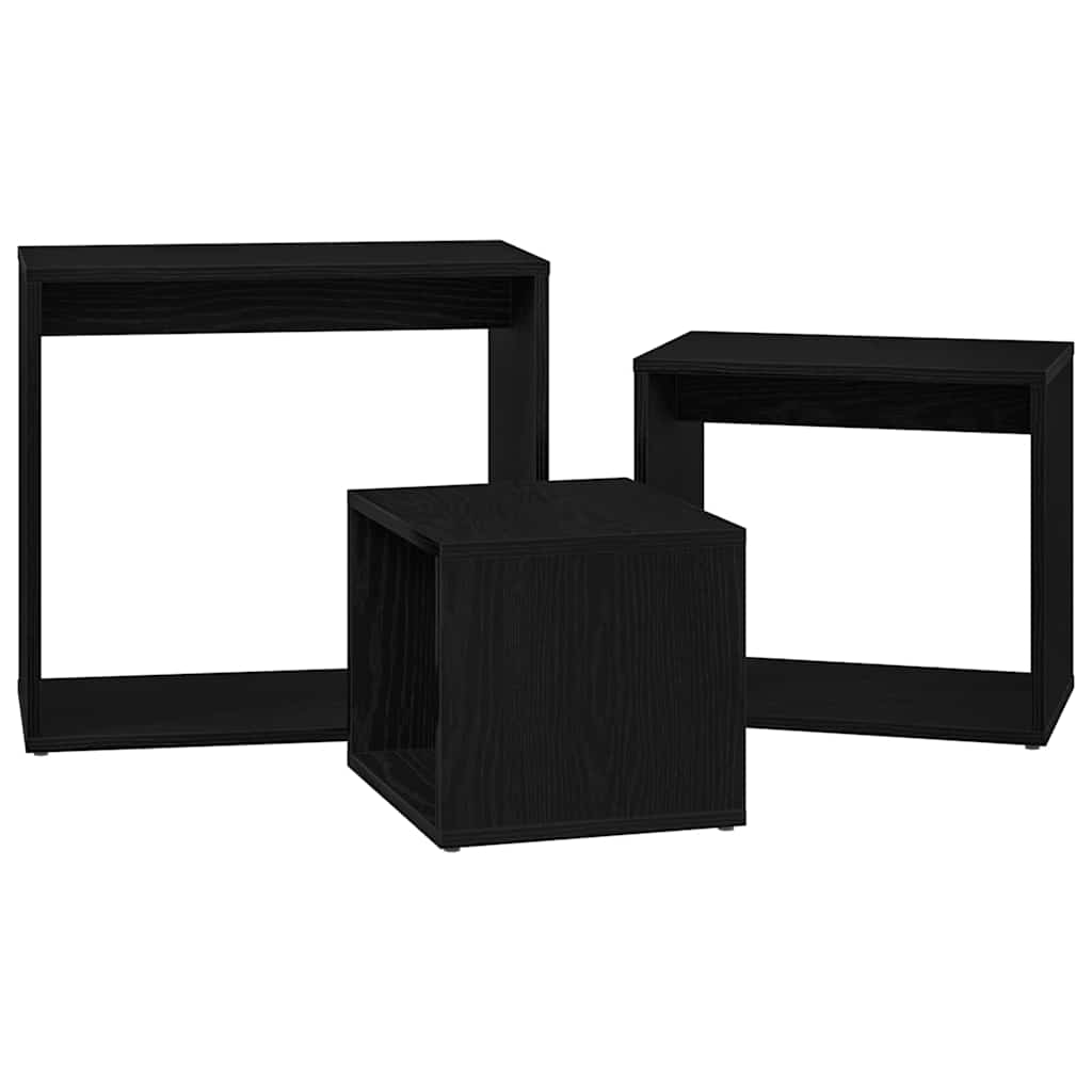 Stol za slaganje 3 pcs Crni hrast Konstruirano drvo