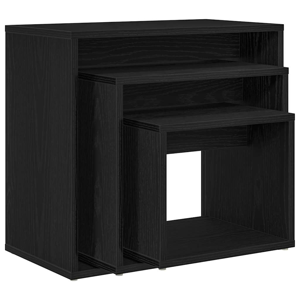 Stol za slaganje 3 pcs Crni hrast Konstruirano drvo