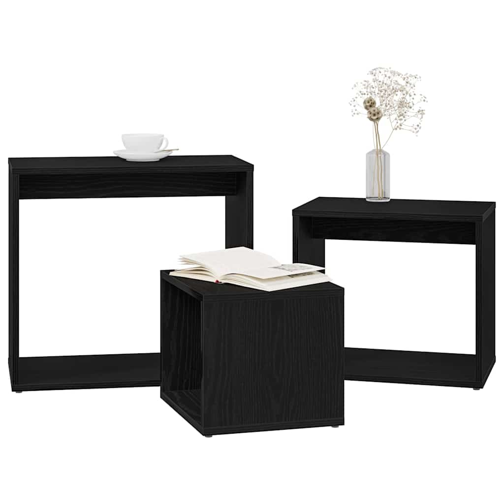 Stol za slaganje 3 pcs Crni hrast Konstruirano drvo