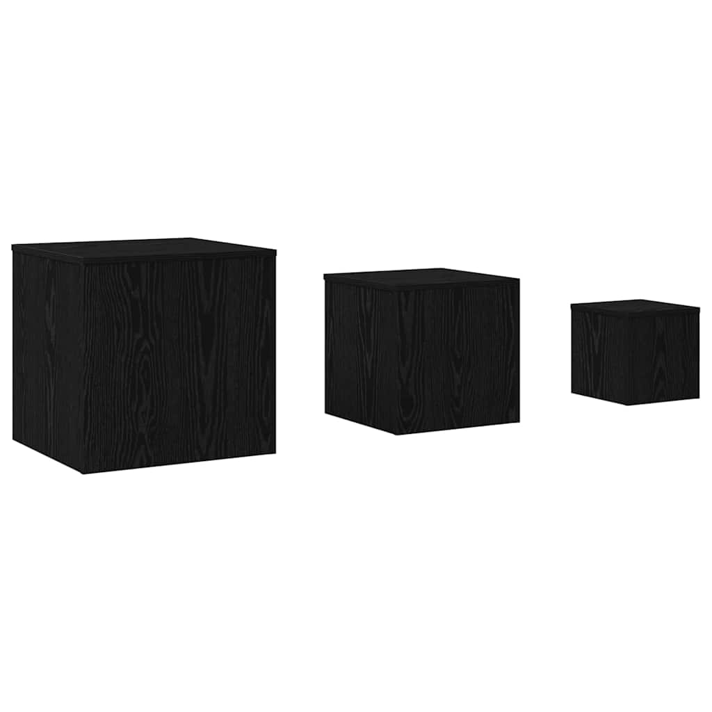 Stol za slaganje 3 pcs Crni hrast Konstruirano drvo