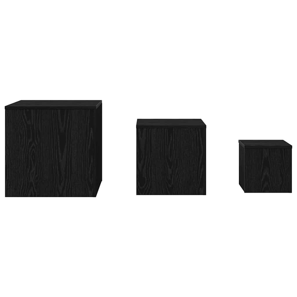 Stol za slaganje 3 pcs Crni hrast Konstruirano drvo