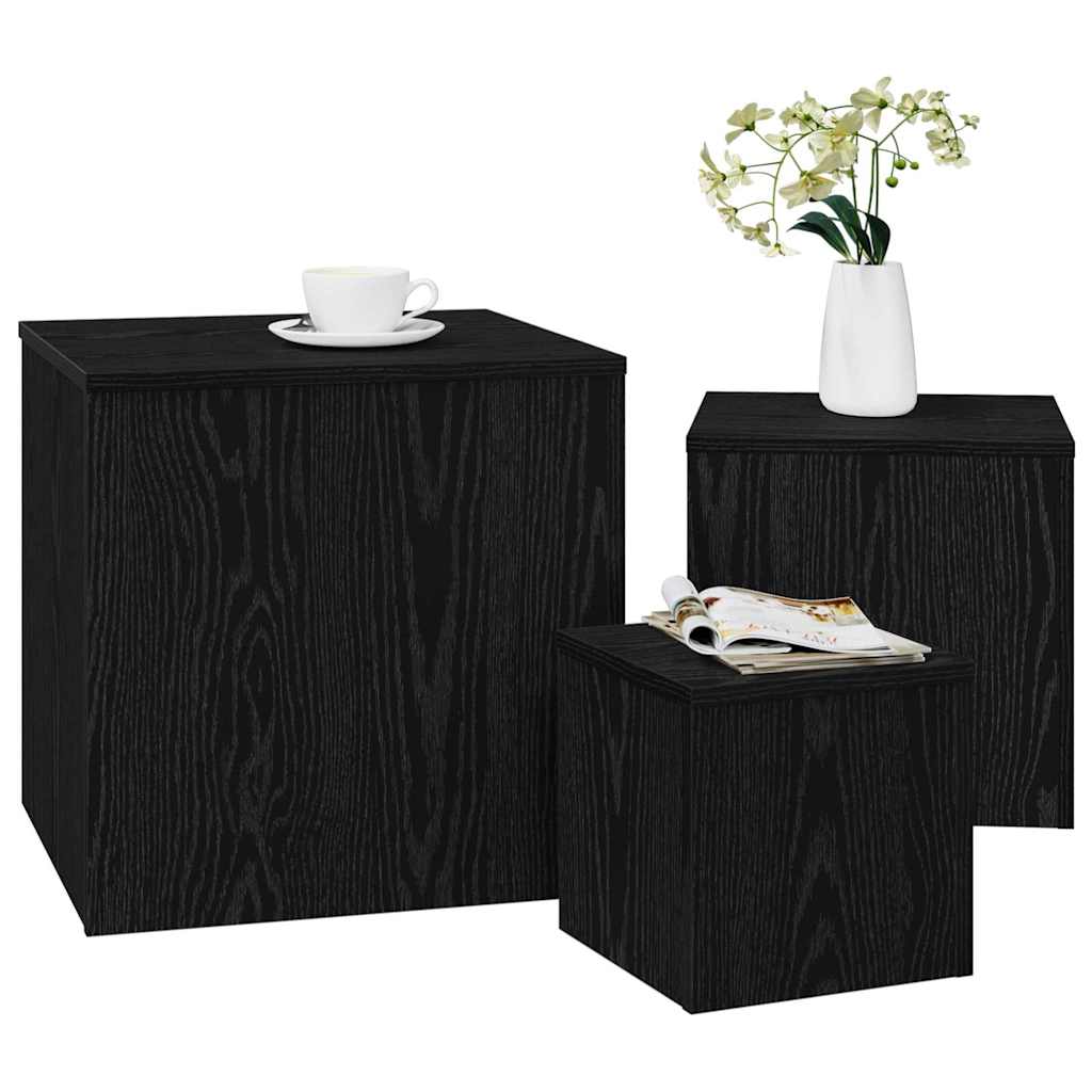 Stol za slaganje 3 pcs Crni hrast Konstruirano drvo