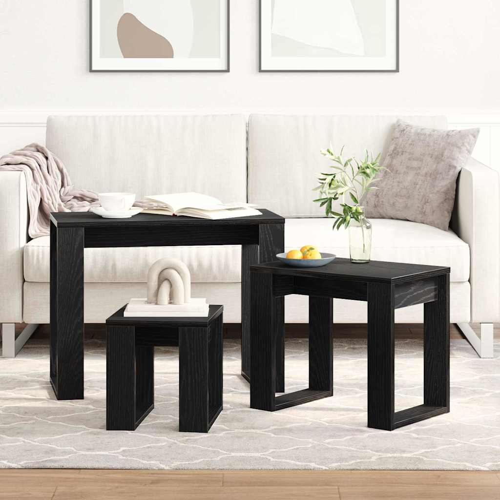 Set stolića 3 pcs Crni hrast Konstruirano drvo