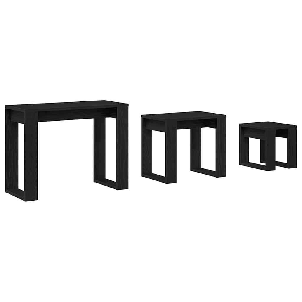 Set stolića 3 pcs Crni hrast Konstruirano drvo
