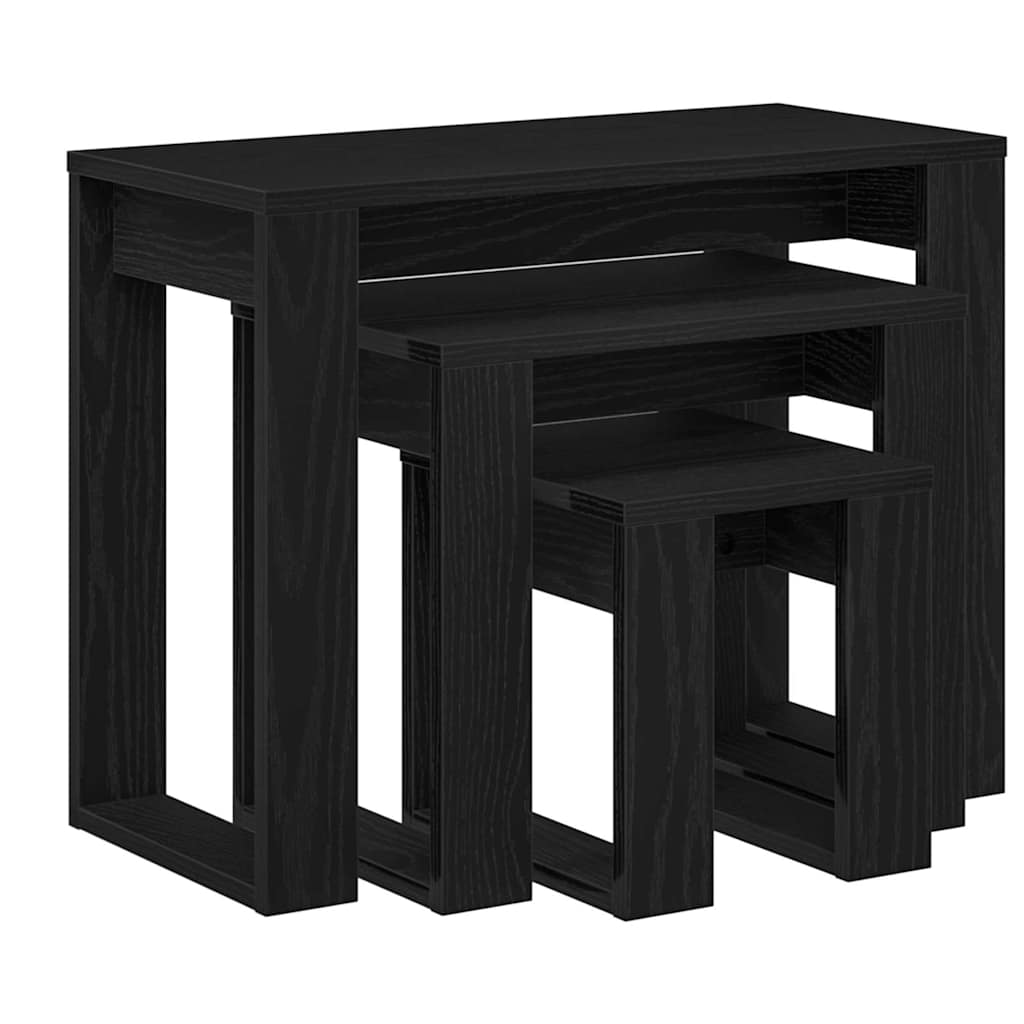 Set stolića 3 pcs Crni hrast Konstruirano drvo