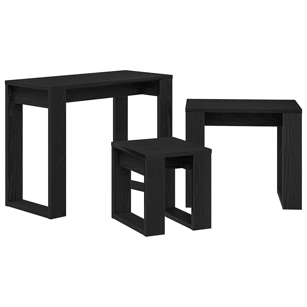 Set stolića 3 pcs Crni hrast Konstruirano drvo