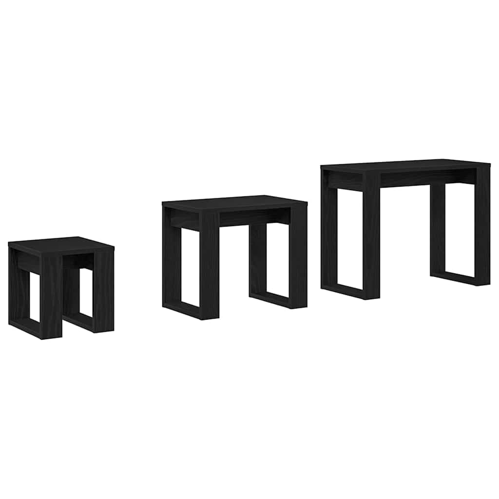 Set stolića 3 pcs Crni hrast Konstruirano drvo