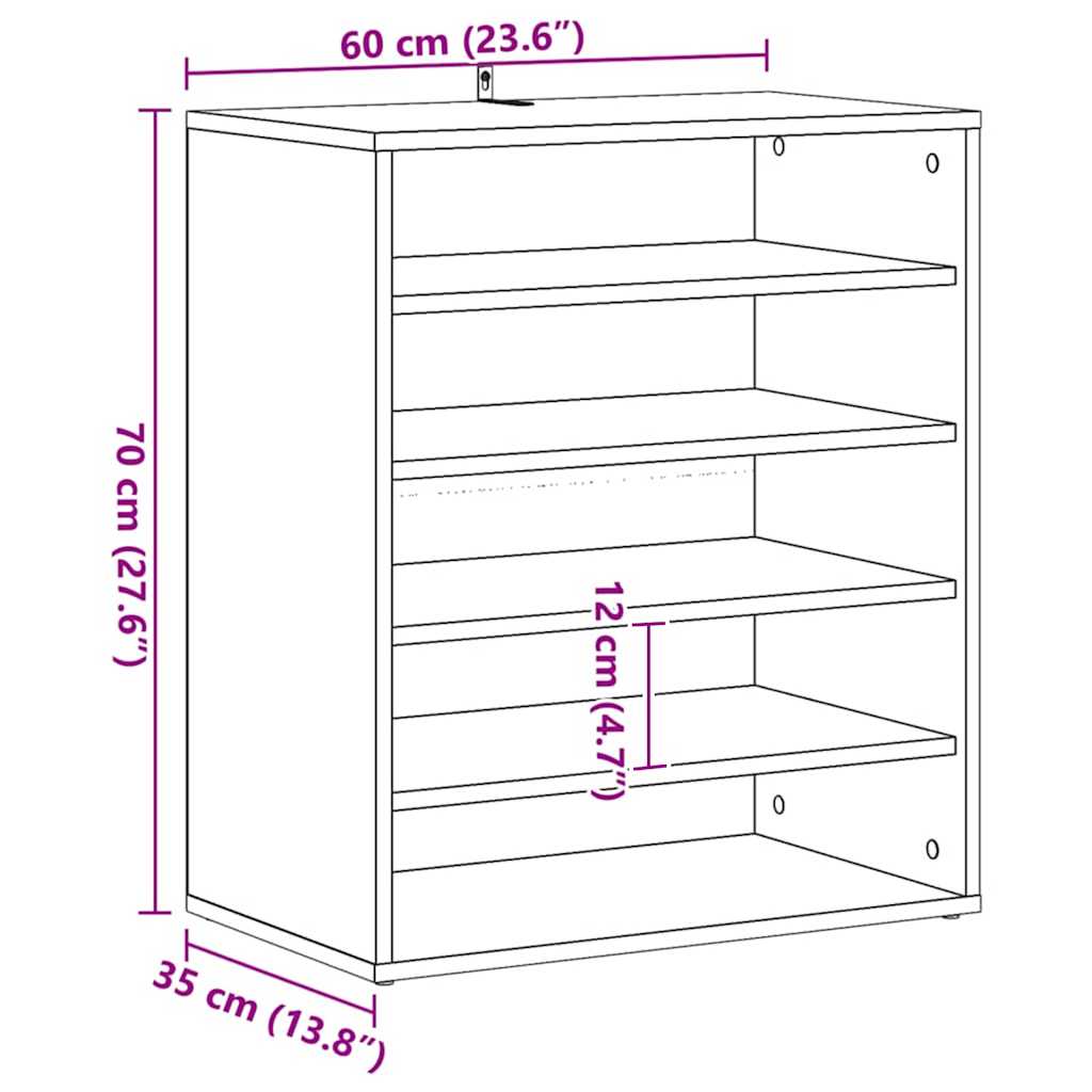 Ormar za cipele Crni hrast 60 x 35 x 70 cm Konstruirano drvo