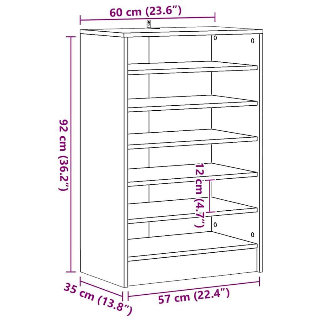 Ormar za cipele Crni hrast 60 x 35 x 92 cm Konstruirano drvo