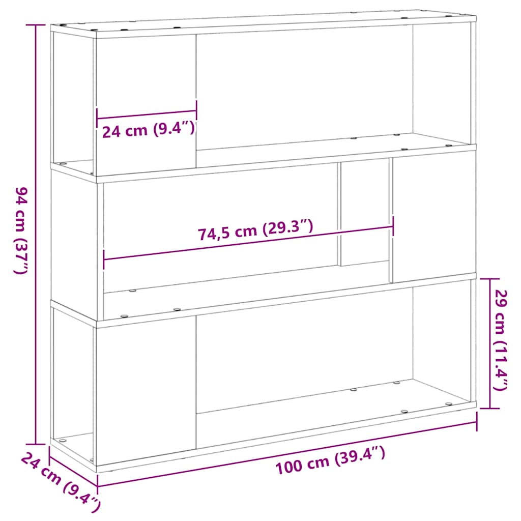 Set TV komoda Crni hrast 100 x 24 x 94 cm Konstruirano drvo