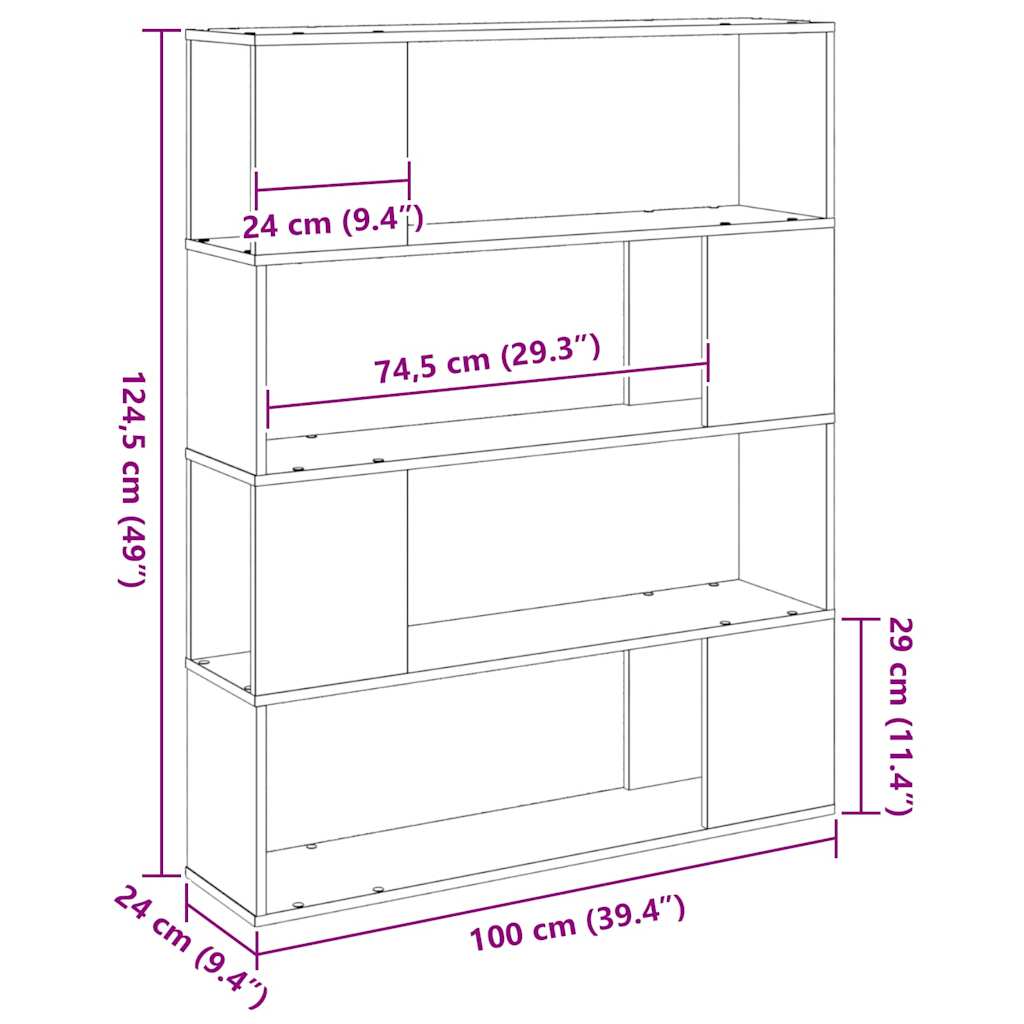 Set TV komoda Crni hrast 100 x 24 x 124,5 cm Konstruirano drvo