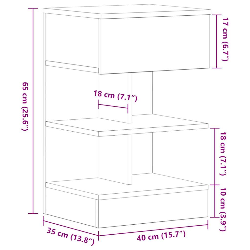 Noćni ormar Crni hrast 40 x 35 x 65 cm Konstruirano drvo