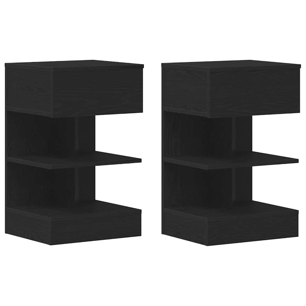 Noćni ormar 2 pcs Crni hrast 40 x 35 x 65 cm Konstruirano drvo