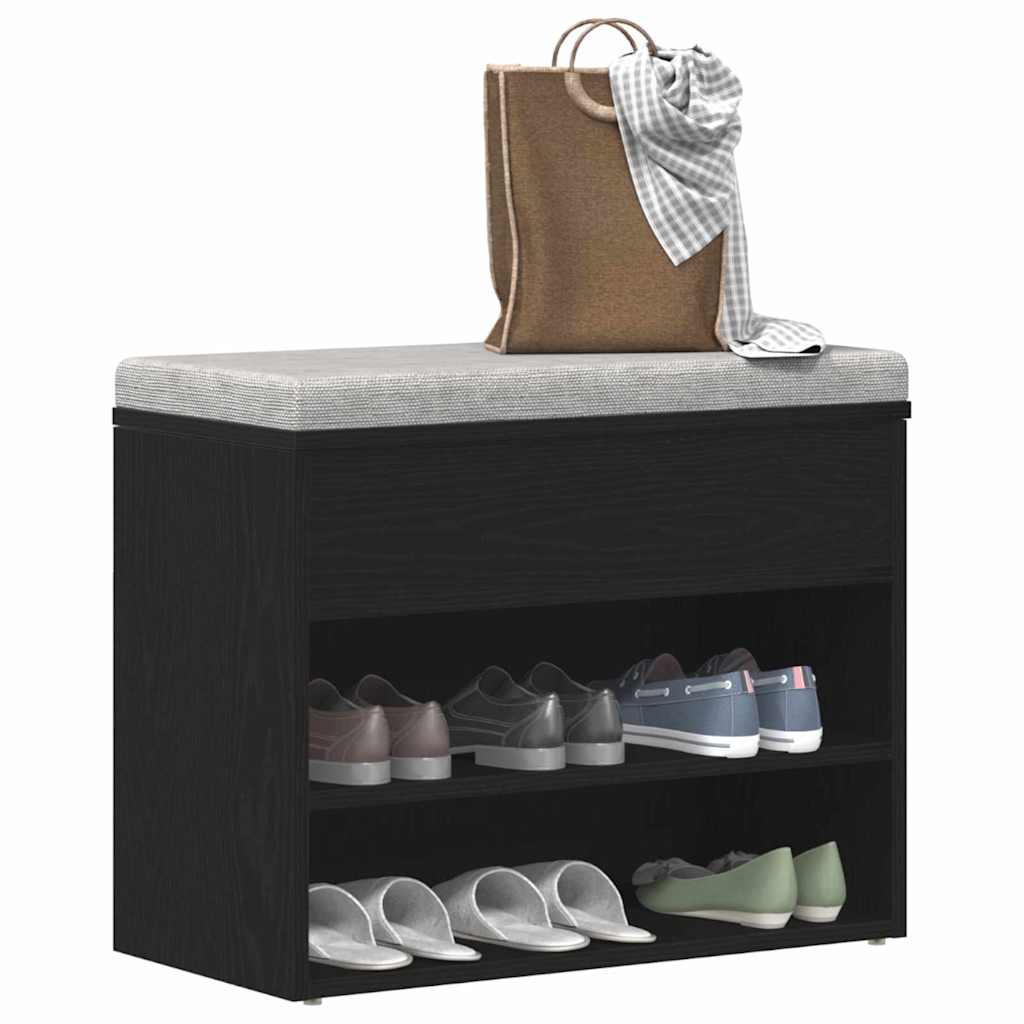 Klupa za cipele Crni hrast 60 x 30 x 45 cm Konstruirano drvo