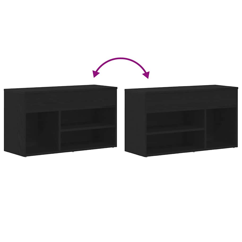 Klupa za cipele Crni hrast 80 x 30 x 45 cm Konstruirano drvo